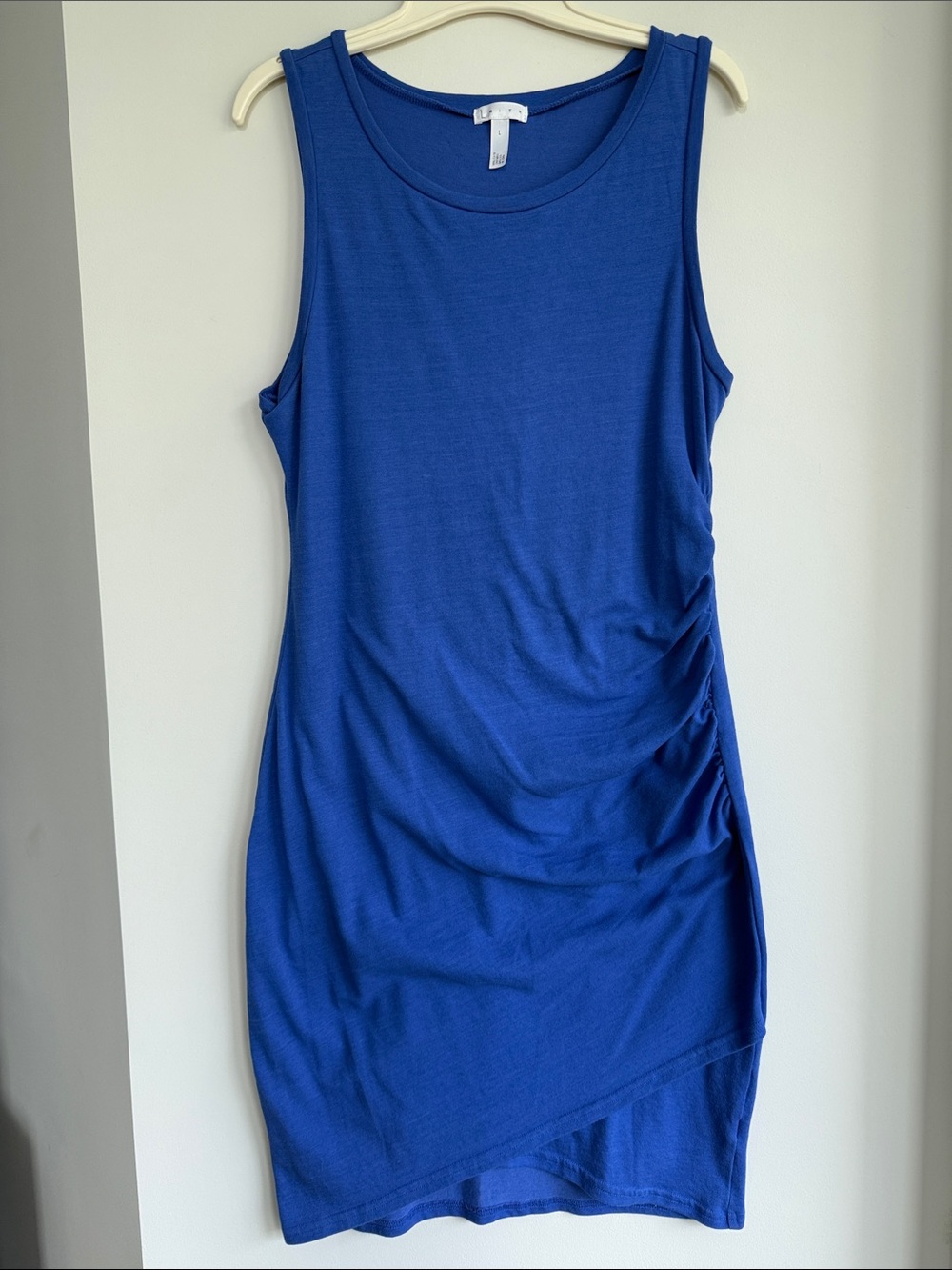 Leith Royal Blue 💙 Sleeveless Side-Ruched Tank Dress, Size Large